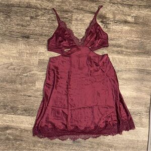 Victoria's Secret Deep Red Lace Trim Chemise